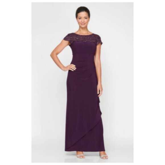 **Alex Evenings** Empire Waist Dress Cascade Detail 6 NWT - Picture 1 of 5